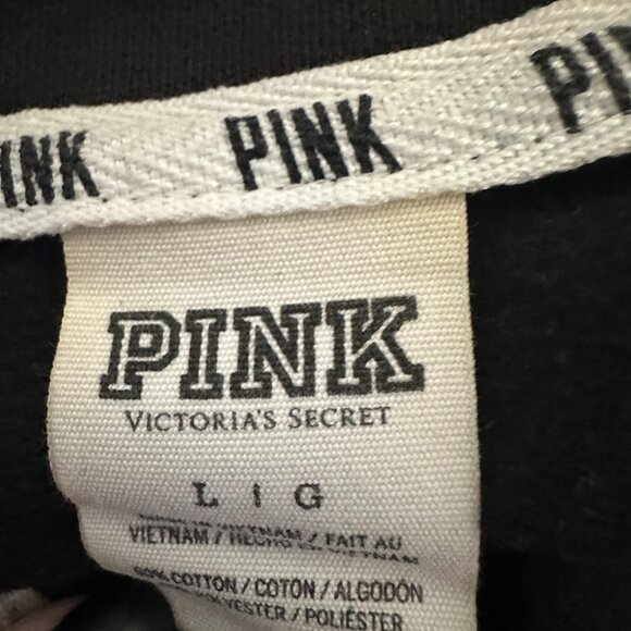 Victoria's Secret PINK Black Quarter Zip Pullover Sweatshirt Large - Picture 4 of 5